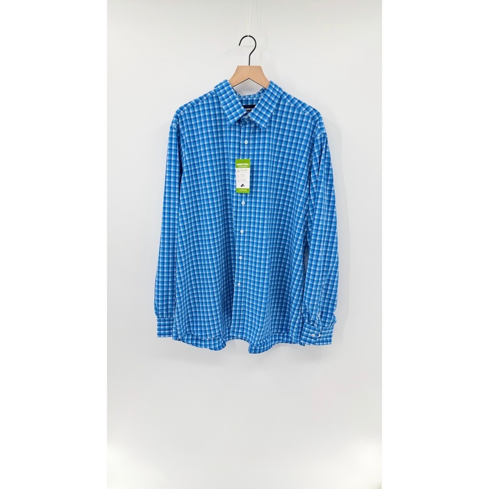 NWT Lands End Performance Gingham Stretch Button Down XXL Office Wear Travel